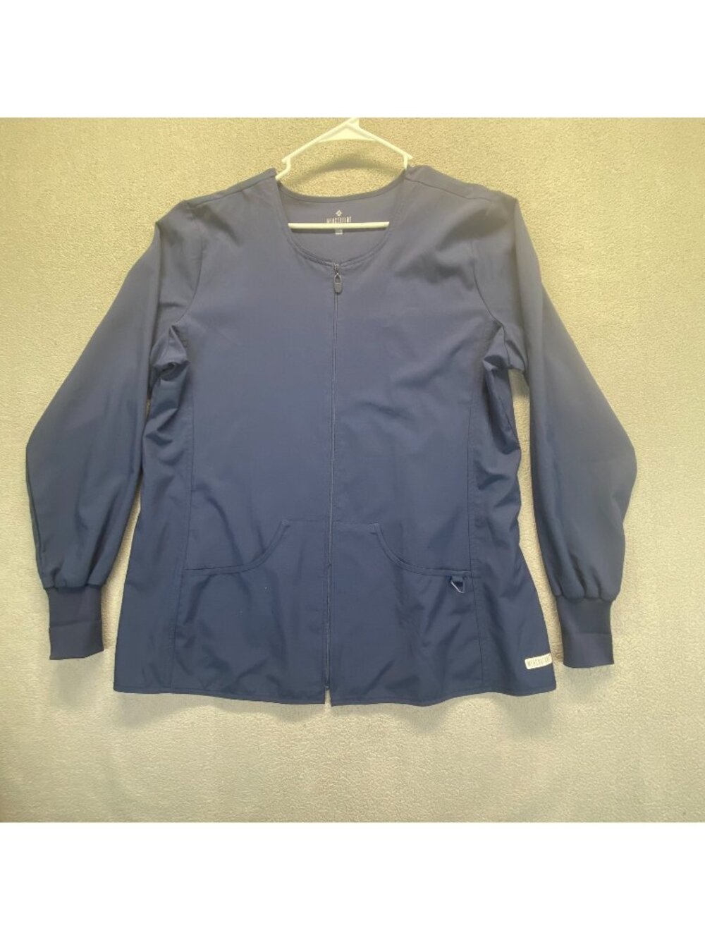 Med Couture Women Scrub Zip Front Warm-Up With Shoulder Yokes MC2660 Navy  2XL